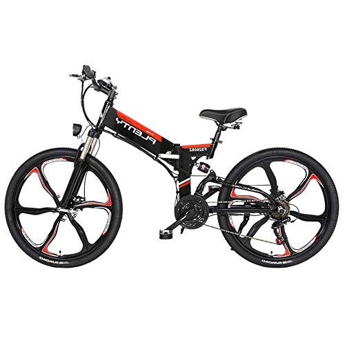 Zusammenklappbares elektrisches Mountainbike : ZXCK Elektrofahrrad Faltrad Mit Superleichtem Aluminiumrahmen, 480 W Nabenmotor, LED-Scheinwerfer, 26-Zoll-Rädern, Servounterstützung