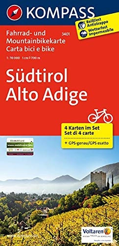 Libri di mountain bike : Carta cicloturistica n. 3401. Südtirol-Alto Adige 1:70.000 (set di 4 carte). Ediz. bilingue: Fahrrad- und Mountainbikekarte. GPS-genau