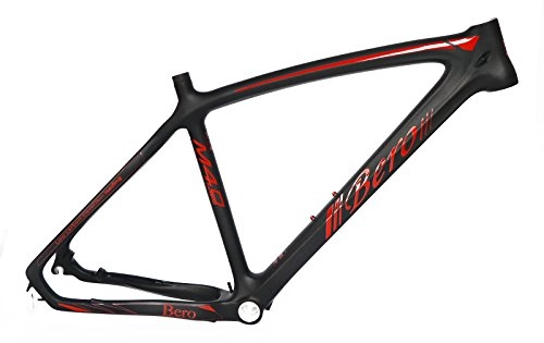 Cornici per Mountain Bike : BEIOU 3 K Carbon Fiber Mountain Bike Frame T800 Ultralight MTB Matte Black Unibody Internal Cable Routing B024, Red