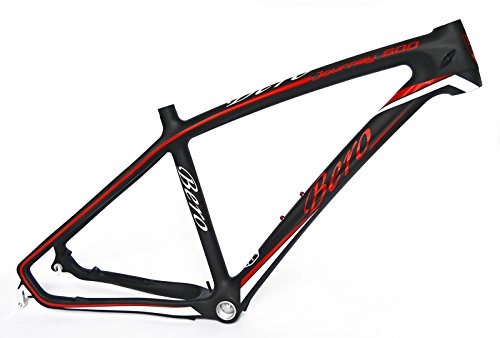 Cornici per Mountain Bike : Beiou ® in fibra di carbonio 3 k Cornice per Mountain Bike, 26 ", colore: nero, Rosso, da esterno, con cavo SimNet sottili B025AX T800 ultraleggero, nero