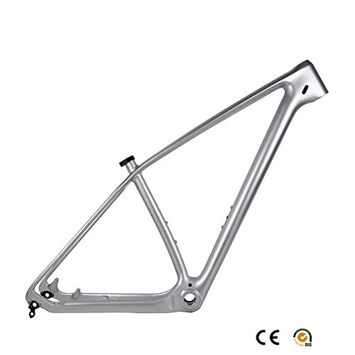 Cornici per Mountain Bike : GONGJU Argento Metallizzato Carbon MTB Carbon Mountain Bike Frame 650B Hardtailed frame142 * 12mm ASSE Passante, 27.5er 19inch