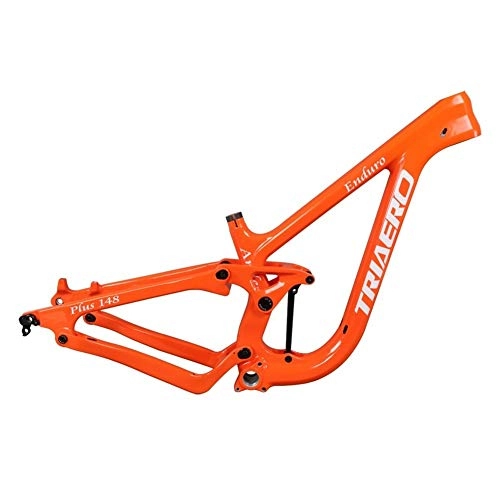 Cornici per Mountain Bike : HNXCBH Frameset Carbonio Sospensione Boost MTB all Mountain Bike Frame XS / S / M / L 148 * 12mm Posteriore Spaziatura (Color : Orange, Size : M)
