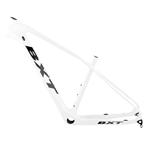 Cornici per Mountain Bike : HNXCBH Frameset MTB Carbon Carbon Frame Mountain Bike Frame Telaio 27.5 Super Light Bicycle (Color : Full White, Size : 18.5 inch Glossy BSA)
