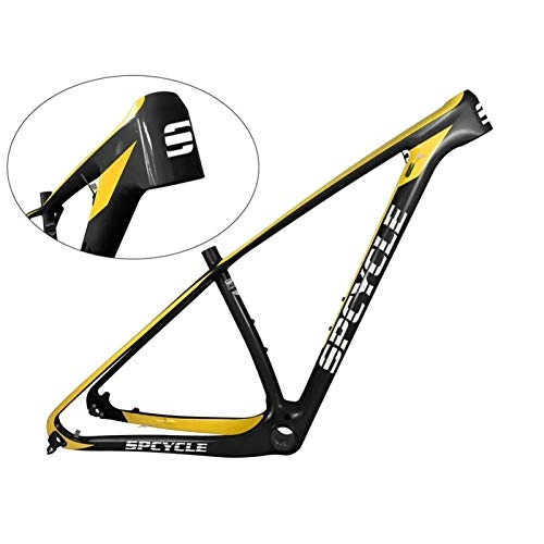 Cornici per Mountain Bike : PPLAS Telaio per Biciclette in Carbonio 29er 27.5RUcce in Carbonio MTB Bicycle Frame 142 * 12mm 135 * 9mm QR 650B MTB Bicycle Frame (Color : Yellow Color, Size : 29er 15inch Glossy)