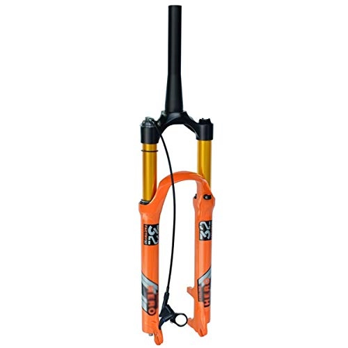 Forcelle per mountain bike : ADUGEN Forcella di Sospensione 26 27.5 29 Pollici Bretelle ad Aria Air Bicycle Sospensione Forcella MTB Air Fork Bicycle Fork Lockout remoto Feather Trail 100mm QR 9mm Controllo Cavo, Conical Tube, 29