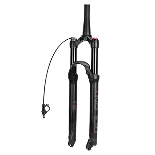 Forcelle per mountain bike : Auoiuoy 26 / 27, 5 / 29 inch Forks Sospensione, Aria Ammortizzatore, Freno a Disco MTB 1-1 / 8" della Bicicletta Forcella, Black Cone Tube (Wire Control)-27.5 inch