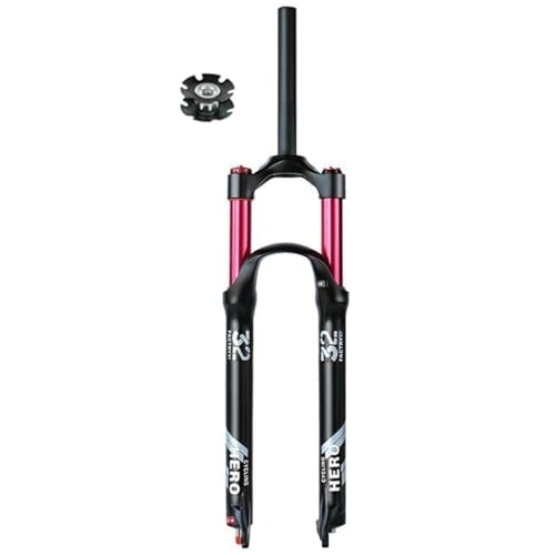 Forcelle per mountain bike : Forcella Anteriore MTB Mountain Bike da 26 27.5 29 Pollici con Regolazione Dell'estensione Escursione di 140mm QR ASSE da 9mm Canotto Dritto 1-1 / 8'' (Color : Black Red Manual, Size : 29inch)