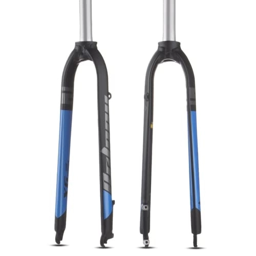 Forcelle per mountain bike : Forcella rigida opaca FIt 26 / 27.5 / 29" in lega di alluminio forcella per mountain bike tubo dritto 28.6mm A-pilastro MTB forcella rigida (blu)