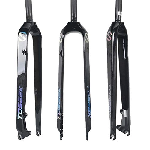 Forcelle per mountain bike : GYPING MTB Bike Suspension Fork, 26 / 27.5 Pollici Full Carbon Fiber Laser colorato 1-1 / 8"(28, 6 Millimetri) Tubo Diritto Hard Disc Brake Accessori, Black-29 inch