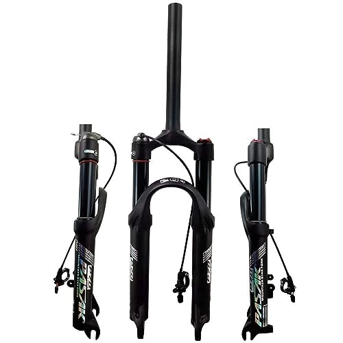 Forcelle per mountain bike : LUXXA Forcella per Mountain Bike con Sistema di smorzamento Regolabile Adatta per Mountain Bike / XC / ATV, Black-RL-24