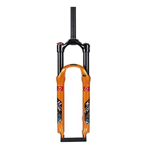 Forcelle per mountain bike : MDZZ Forcelle di sospensione da 26 / 27.5 pollici for mountain bike, 1-1 / 8"da corsa di regolazione ammortizzazione freno a disco in lega di alluminio da viaggio 100mm (Color : Orange-26inch)