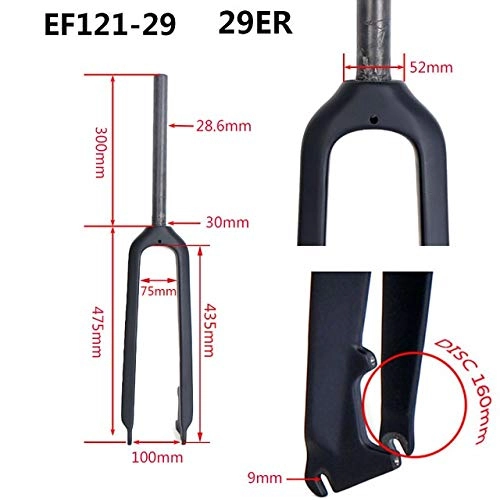 Forcelle per mountain bike : TLBBJ Bicycle Fork Forcella in Carbonio 29inch Mountain Bike Forcella MTB Bicicletta Forcella in Fibra di Carbonio 26er Bicycle Accessories (Color : EF121 29)