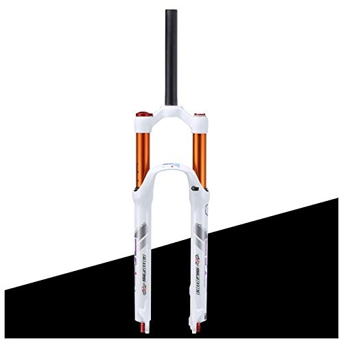 Forcelle per mountain bike : TYXTYX Sospensione pneumatica della Forcella della Mountain Bike 27, 5"Bianca, Diritta 1-1 / 8", QR 9 mm, Blocco Manuale, Escursione 120 mm, Unisex
