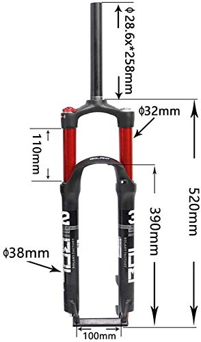 Forcelle per mountain bike : XZ Forcella ammortizzata a doppia camera di alta qualit, 26 ' / 27, 5 in lega di alluminio freno a smorzamento del cono di regolazione tubo 1-1 / 8' Corsa, A, 29 pollici