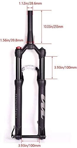 Forcelle per mountain bike : XZ Forcella ammortizzata di alta qualit da 27, 5 pollici, 28, 6 mm 1-1 / 8 '(28, 6 mm), cono del tubo della bici, albero del barilotto, freno a disco da 15 mm, controllo della spalla, A, 29 pollici