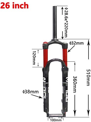 Forcelle per mountain bike : XZ L'alta qualit 26 '' bici della forcella della sospensione, 1-1 / 8 '' leggero in lega di magnesio Etero Gasdotto Fork spalla di controllo, B, 26 pollici
