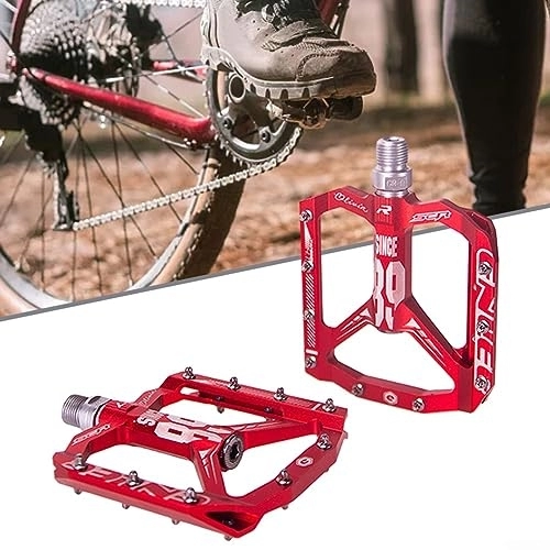 Pedali per mountain bike : 2 pedali per bicicletta, in lega di alluminio, con cuscinetti in lega di alluminio, per mountain bike e mountain bike, colore: rosso