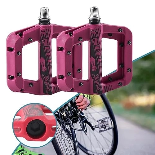 Pedali per mountain bike : 2 pedali per mountain bike, in nylon, piatti, antiscivolo, larghi, per bici da strada, MTB, colore: viola