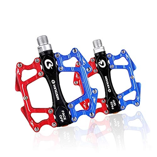 Pedali per mountain bike : Aluminum alloy ultra light quick disassembly bicycle pedal bearing dead fly mountain bike accessories pedal-903 (red and blue)