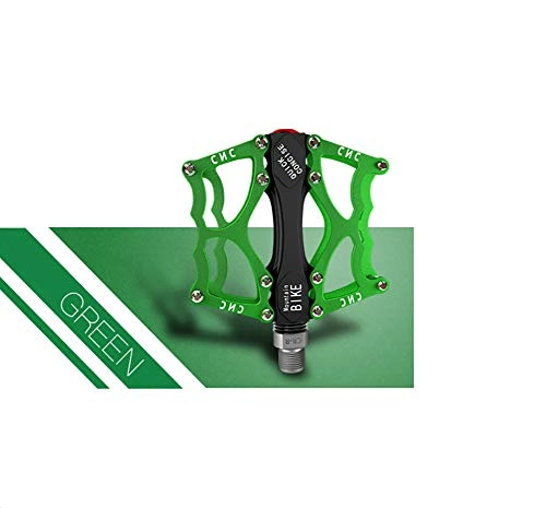 Pedali per mountain bike : ANDI - Pedali antiscivolo per mountain bike, ultra resistenti, colorati, lavorati a CNC, 9 / 16", cuscinetti sigillati per bici da strada, BMX, MTB, Fixie (verde)