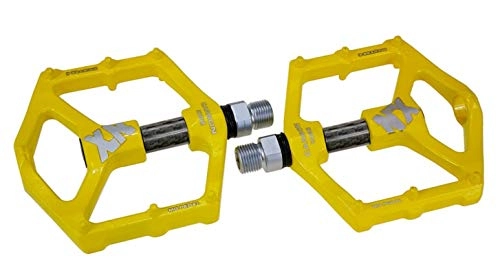Pedali per mountain bike : Evetin 1031 - Pedali antiscivolo in magnesio, 9 / 16 pollici (tubo in fibra di carbonio giallo)