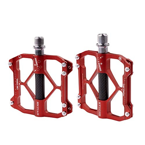 Pedali per mountain bike : HYSENM Pedali per Bicicletta 3 Sealed Bearings Alluminio da Strada, Rosso