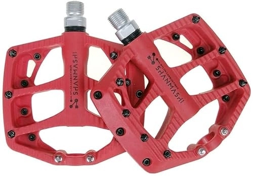 Pedali per mountain bike : Pedali in nylon carbonio cuscinetti per mountain bike pedali antiscivolo pedali per bicicletta (colore: rosso, taglia: taglia libera)