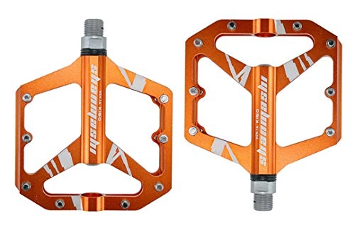 Pedali per mountain bike : Pedali larghi per mountain bike MTB Pedali con cuscinetti sigillati per ciclismo Pedali con piattaforma in lega di alluminio CNC Orange