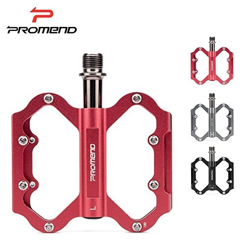 Pedali per mountain bike : PROMEND Flycoo PD-M78 - Bicicletta MTB pedali in lega di alluminio + acciaio al cromo molibdeno 3 Bearings 3 cuscinetti sigillati antiscivolo MTB CNC per 9 / 16 (rosso)
