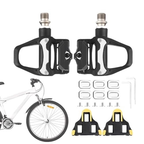 Pedali per mountain bike : Shijuuke Pedali per mountain bike, Pedali per bicicletta | Pedali per bici piatti leggeri e antiscivolo | Pedali per bici con piastre di bloccaggio Cinghie riflettenti per spin, esercizi, bici