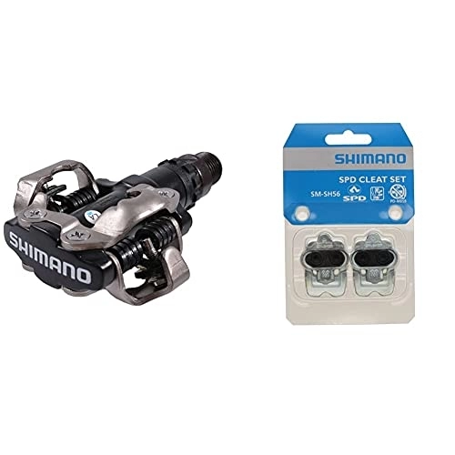 Pedali per mountain bike : Shimano EPDM520L, Pedali MTB, 2 Pezzi, Nero & SM-SH56 Tacchette, Grigio