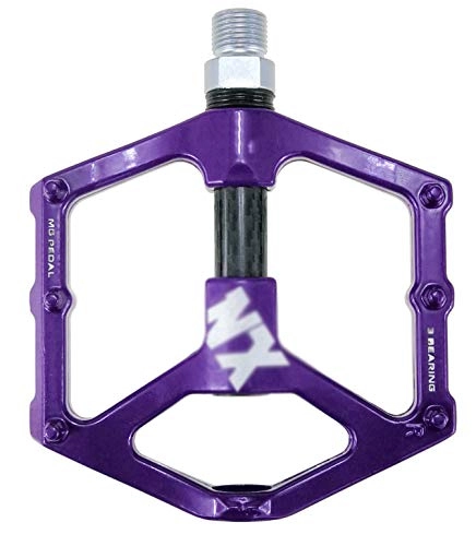 Pedali per mountain bike : VNIUBI Pedali per Bici MTB in Nylon ASSE 9 / 16 Universali Impermeabile Antiscivolo Antipolvere Superficie Larga Leggeri(Purple)