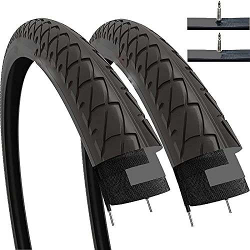 Pneumatici per Mountain Bike : hclshops - Set di 2 pneumatici Slick con tubi interni per bicicletta ibrida MTB, 26 x 2, 125 pollici (26 x 559)