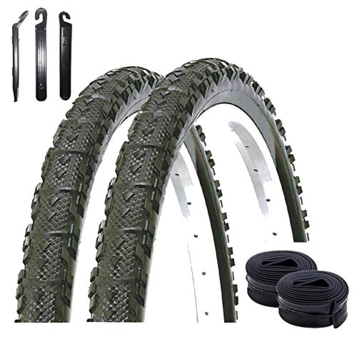 Pneumatici per Mountain Bike : maxxi4you - Set di 2 copertoni per bicicletta Kenda Kwick MTB, colore nero, 26 x 1, 95 – 50-559 + 2 camere d’aria abbinate AV con 3 leve per pneumatici