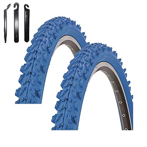 Pneumatici per Mountain Bike : Maxxi4you - Set di 2 pneumatici Kenda K-829 Psycho 24" MTB, rivestimento blu 50-507 (24 x 1, 95) con 3 leve per pneumatici