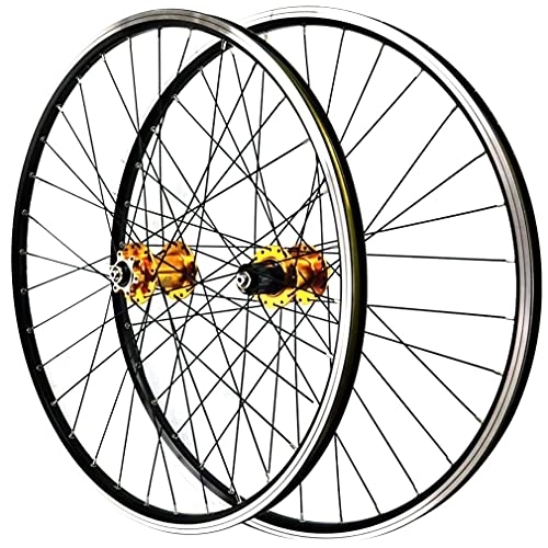 Ruote per Mountain Bike : 26''27.5''29''Mountain Bike Wheelset Freno A Disco Freno V MTB Rim QR Ruote della Bicicletta 32 Fori Mozzo for 7 / 8 / 9 / 10 / 11 / 12 velocità Cassette 2200g / 35 (Color : Gold, Size : 29)