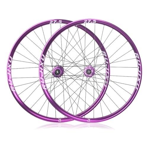 Ruote per Mountain Bike : 26 / 27, 5'' Ruote Per Mountain Bike Cerchio In Lega Di Alluminio Asse Passante Freno A Disco Ruote Anteriori E Posteriori Mozzo 32H Per 8 9 10 11 12 Velocità (Color : Purple, Size : 27.5IN)