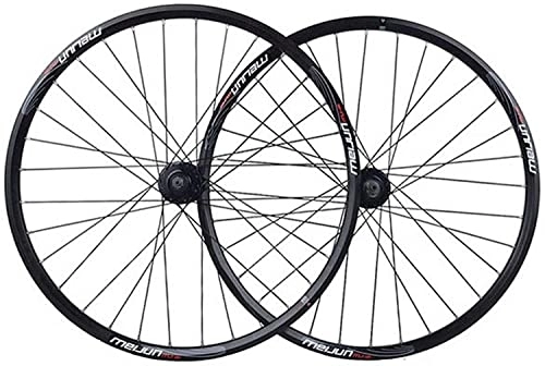 Ruote per Mountain Bike : Amdieu Wheelset 26 inch Mountain Bike Wheelset, MTB Quick Release Disc Brake 32 Hole Quick Release Double Wall Alloy Rim 7 8 9 10 Speed Road Wheel (Color : Black, Size : 26inch)