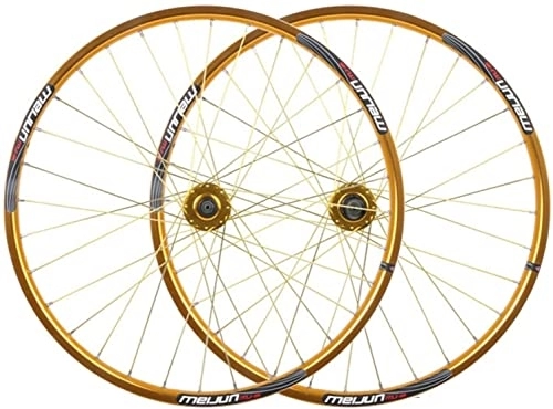Ruote per Mountain Bike : Amdieu Wheelset 26 inch Mountain Bike Wheelset, MTB Quick Release Disc Brake 32 Hole Quick Release Double Wall Alloy Rim 7 8 9 10 Speed Road Wheel (Color : Gold, Size : 26inch)