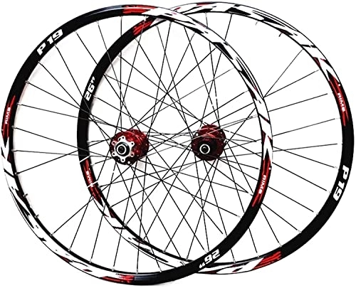Ruote per Mountain Bike : Amdieu Wheelset Mountain Bike Wheelst 26 / 27.5 / 29in, 32h Double Wall Bring Cassette Hub Customing Disc Brake QR 7-11 velocità MTB Ruote Road Wheel (Color : Red, Size : 26inch)