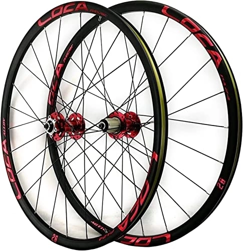 Ruote per Mountain Bike : Amdieu Wheelset Mountain Bike Wheelst 26 / 27.5 / 29in, Freno a Disco Cuscinetto sigillato 7 / 8 / 10 / 11 / 11 / 12 Cassetta di velocità QR MTB Ruota Anteriore e Posteriore Road Wheel (Color : Red, Size : 26inch)