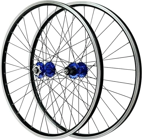 Ruote per Mountain Bike : bicicletta Gruppo ruote Set di ruote for bicicletta con cerchi in lega a doppio strato da 26 pollici, cuscinetti di tenuta for ruote for mountain bike, mozzo for box velocità 7-11 (Color : Blue)