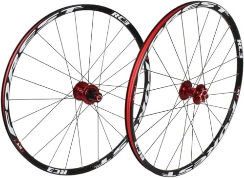 Ruote per Mountain Bike : Bicycle Wheels 26 27.5 Inch Mountain Bike Wheels Double Rim Sealed Bearing 11 Speed Box Hub Disc Brake 24 Hole (Color : Red, Size : 26inch)