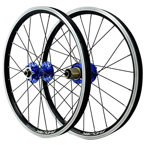 Ruote per Mountain Bike : Bike Wheelset da 20 Pollici 406 Disc / V Freno Mountain Mountain Bicycle Ruota in Lega di Alluminio Six Blaccone 7 8 9 10 11 12 Speed ​​Six Claws 24 Holle (Color : Blue)
