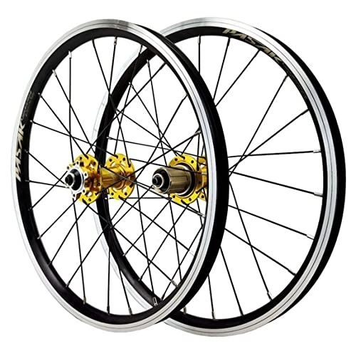 Ruote per Mountain Bike : Bike Wheelset da 20 Pollici 406 Disc / V Freno Mountain Mountain Bicycle Ruota in Lega di Alluminio Six Blaccone 7 8 9 10 11 12 Speed ​​Six Claws 24 Holle (Color : Gold)