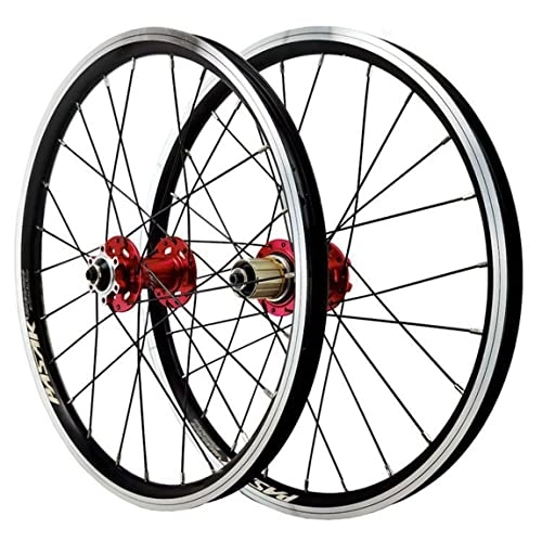 Ruote per Mountain Bike : Bike Wheelset da 20 Pollici 406 Disc / V Freno Mountain Mountain Bicycle Ruota in Lega di Alluminio Six Blaccone 7 8 9 10 11 12 Speed ​​Six Claws 24 Holle (Color : Red)