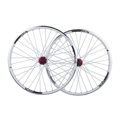 Ruote per Mountain Bike : CHICTI Set di ruote per mountain bike da 66 cm, cerchio MTB a doppia parete a sgancio rapido freno a V ibrido 32 fori 8 9 10 velocità all'aperto (colore: bianco, dimensioni: 66 cm)