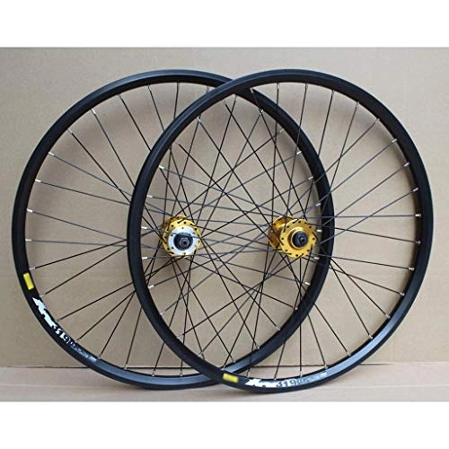 Ruote per Mountain Bike : DZGN - Set di ruote per mountain bike, 24 pollici, doppio strato, per cerchioni, freno a disco, 8 – 10 velocità, 32 H, colore: Nero