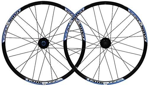 Ruote per Mountain Bike : GAOJINXIURZ Cerchi Bici Bike Wheel Set da 24" in Lega di MTB della Rotella Doppia Parete Rim Pneumatici 1, 5-2, 1" 24H Freno a Disco 7-11 velocità Palin Hub Quick Release (Color : Blue)