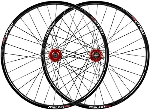 Ruote per Mountain Bike : JHDGZ Set di Ruote per Biciclette MTB da 26 Pollici, Mountain Bike A Doppia Parete Cerchi del Disco del Freno del Disco QR per 7 / 8 / 9 / 10 della Cassetta della velocità 32 Raggio(Size:26inch, Color:Un)
